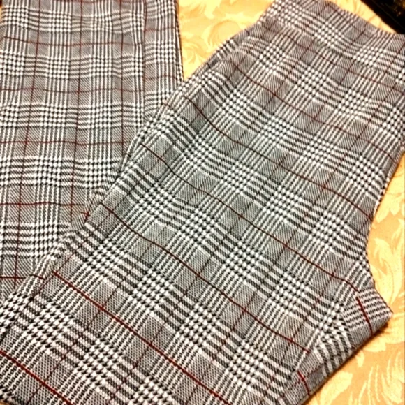 🌹 Preppy Classic Houndstooth Plaid Straight Leg Pull On Slacks Pants - M - Picture 3 of 9